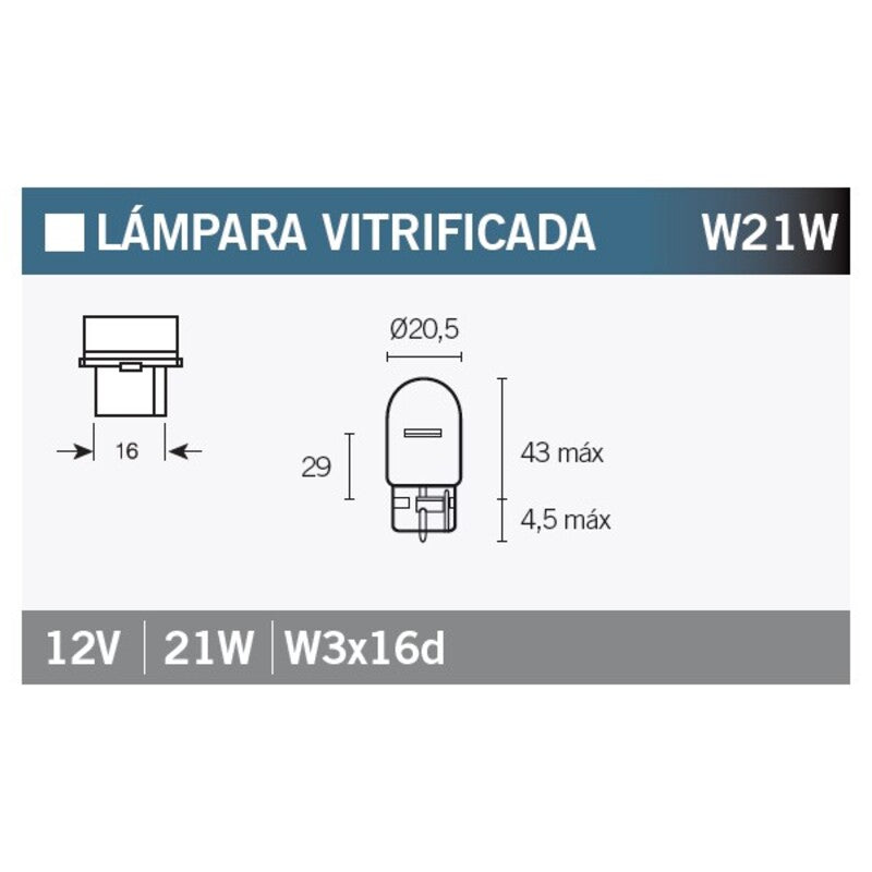 Caja de 10 lámparas 12V21W V PARTS W21W-1