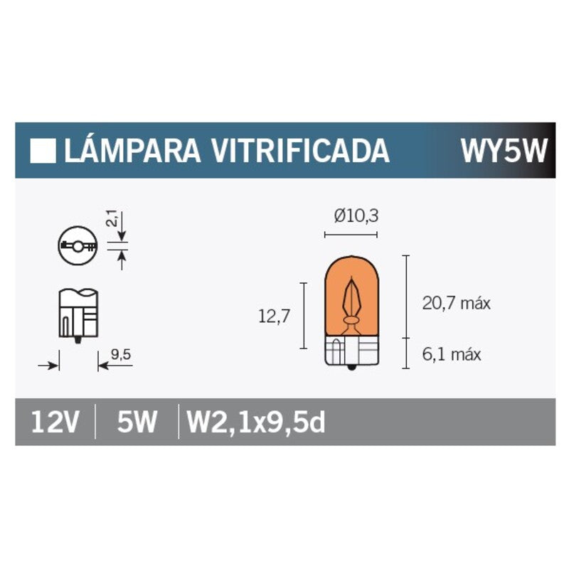 Caja de 10 lámparas 12V5W V PARTS W5W