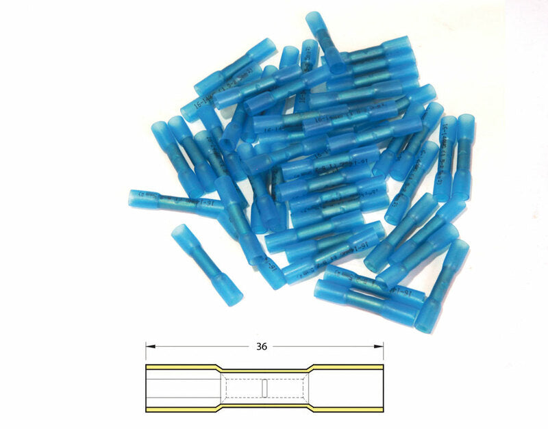 Conector punta-punta termorretráctil BIHR Ø1,5/2,5mm² - 50uds transparente azul BIHR BHT2