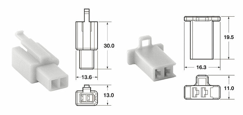 Juego de conectores 2 vias 110 ML BIHR tipo original Ø0,5mm²/0,85mm² - 5 Juegos completo BIHR 110ML.2P