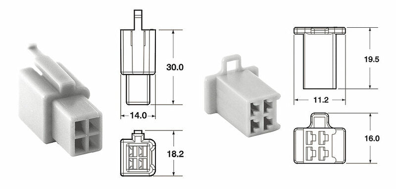 Juego de conectores 4 vias 110 ML BIHR tipo original Ø0,5mm²/0,85mm² - 5 Juegos completo BIHR 110ML.4P