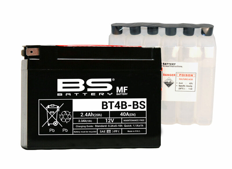 Batería BS BATTERY sin mantenimiento con pack de ácido BT4B BS BATTERY 300625