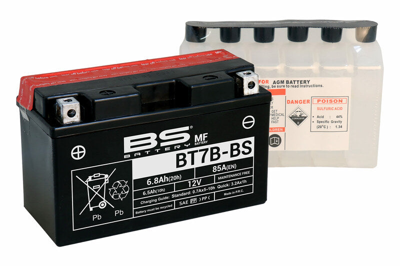 Batería BS BATTERY sin mantenimiento con pack de ácido BT7B BS BATTERY 300626