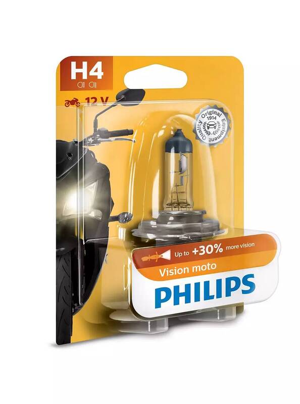 PHILIPS H4 Vision Moto Light Bulb 12V/60/55W - x1 PHILIPS 49024730