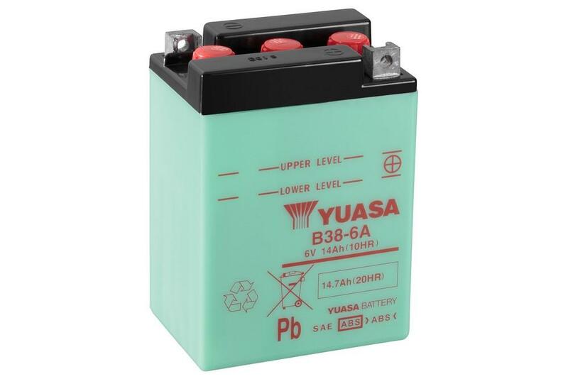 Batería YUASA B38-6A Dry charged (sin electrolito) YUASA B38-6A