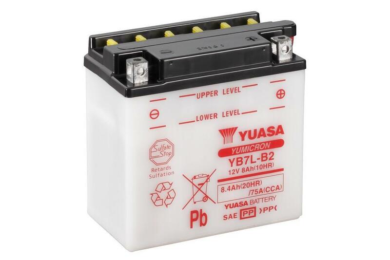 Batería YUASA YB7L-B2 Dry charged (sin electrolito) YUASA YB7L-B2