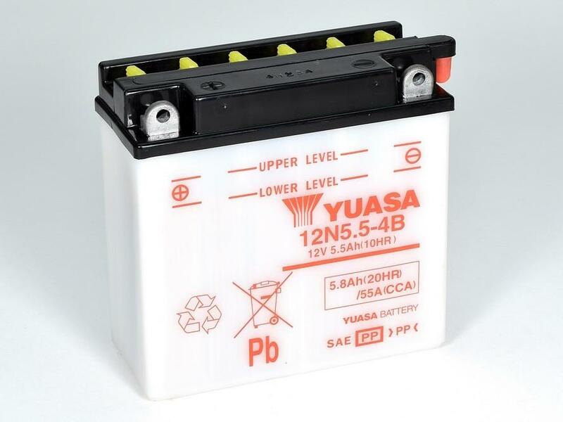 Batería YUASA 12N5.5-4B Dry charged (sin electrolito) YUASA 12N5.5-4B