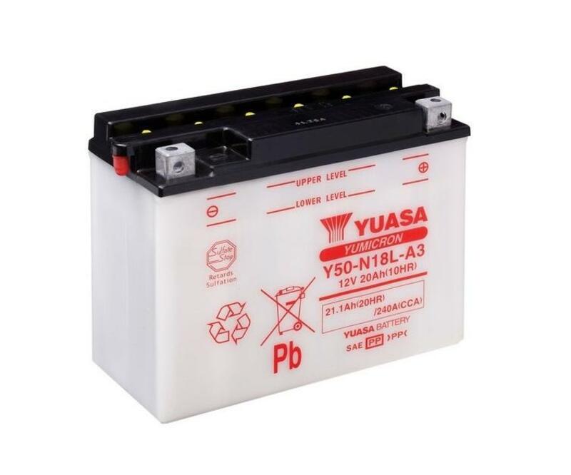 Batería YUASA Y50-N18L-A3 Dry charged (sin electrolito) YUASA Y50-N18L-A3