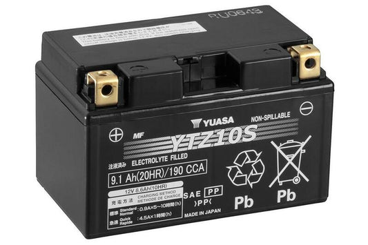 Yuasa battery YTZ10S Wet Charged (cargada y activada) YUASA YTZ10S