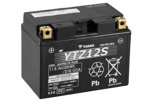 Yuasa battery YTZ12S Wet Charged (cargada y activada) YUASA YTZ12S