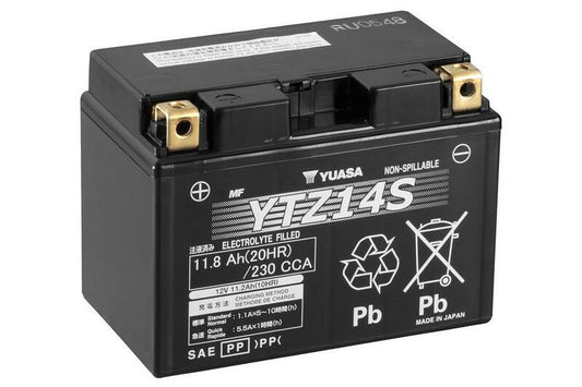Yuasa battery YTZ14S Wet Charged (cargada y activada) YUASA YTZ14S