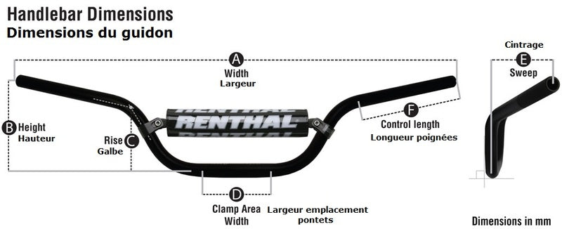 Manillar Renthal quad medio plata con protector negro 677-01-SI-03-219 RENTHAL 677-01-SI-03-219