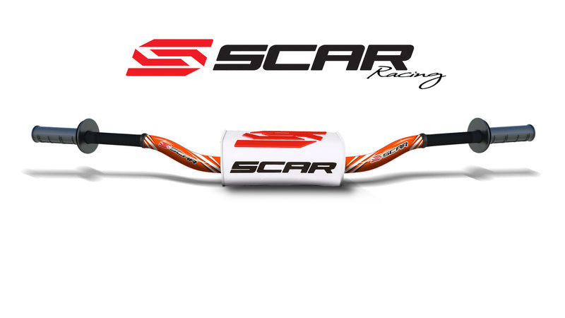 Manillar SCAR O² Ø28,6mm KTM, HVA de aluminio, naranja, morcilla blanca SCAR S9151OR-WH