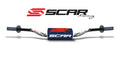 Manillar SCAR O² Ø28,6mm Yamaha de aluminio sin barra, blanco, morcilla azul oscuro SCAR S9182WH-DKBL