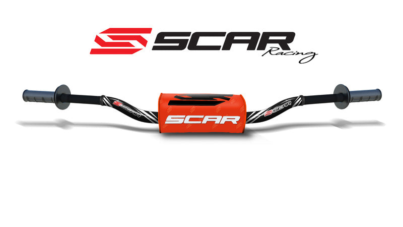 Manillar SCAR O² Ø28,6mm McGrath de aluminio sin barra, negro, morcilla naranja SCAR S9172BK-OR