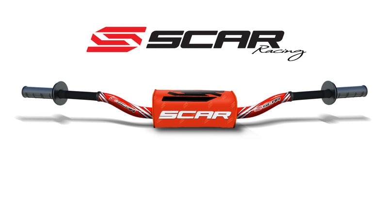 Manillar SCAR O² Ø28,6mm McGrath de aluminio sin barra, rojo, morcilla naranja SCAR S9172RD-OR