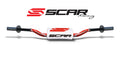 Manillar SCAR O² Ø28,6mm McGrath de aluminio sin barra, rojo, morcilla blanca SCAR S9172RD-WH