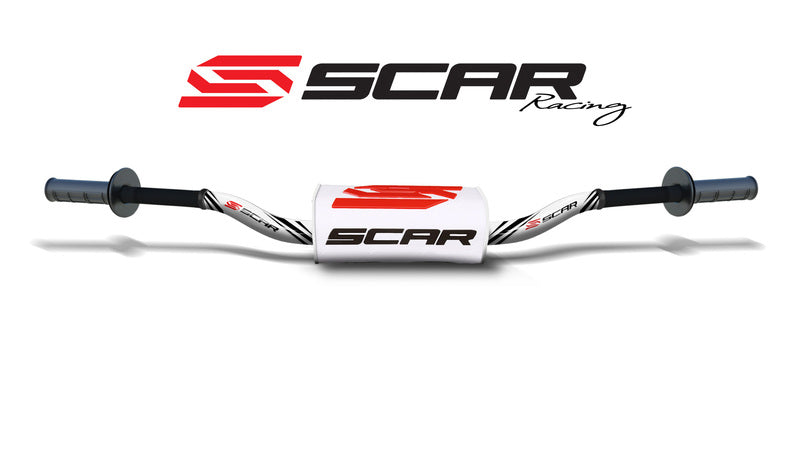 Manillar SCAR O² Ø28,6mm Villopoto/Stewart blanco sin barra, morcilla blanca SCAR S9162WH-WH