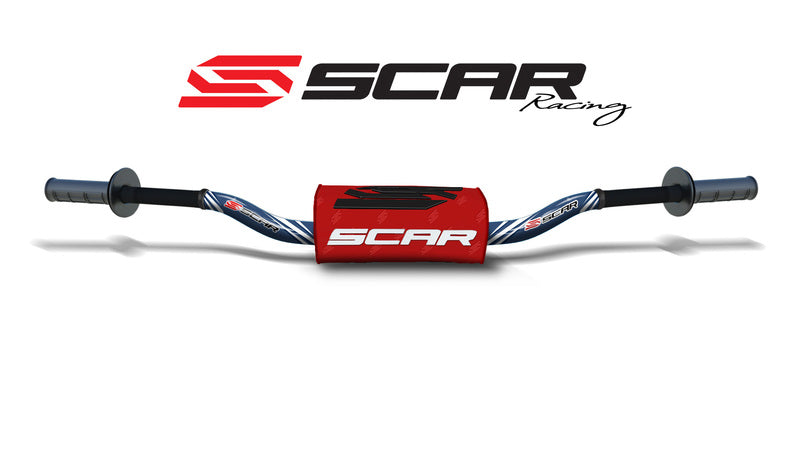 Manillar SCAR O² RC alto de aluminio sin barra, azul oscuro, morcilla roja SCAR S9132DKBL-RD