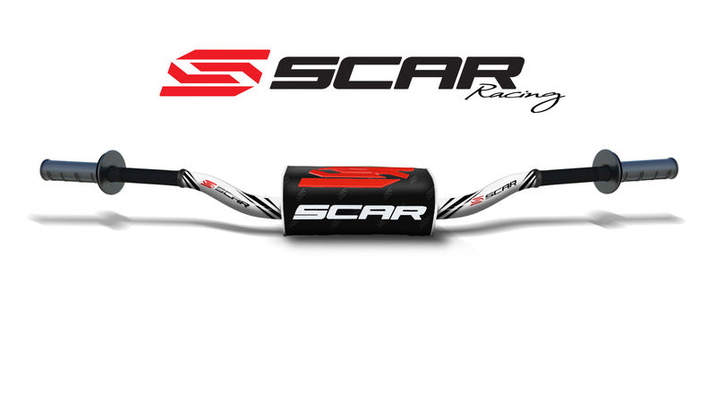 Manillar SCAR O² RC Ø28,6mm de aluminio sin barra, blanco, morcilla negra SCAR S9112WH-BK