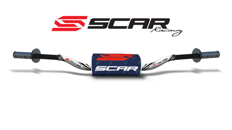 Manillar SCAR O² RC Ø28,6mm de aluminio sin barra, blanco, morcilla azul oscuro SCAR S9112WH-DKBL