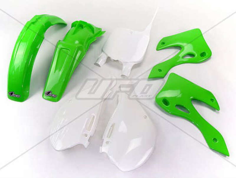 Kit de Plástica UFO OEM Color Green / Blanco Kawasaki KX125 / 250 UFO KAKIT200@999