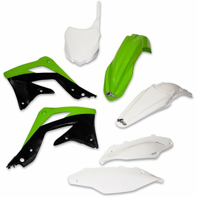 Kit de Plástica UFO OEM Color Green / Blanco / Negro Kawasaki KX86 UFO KAKIT220@999