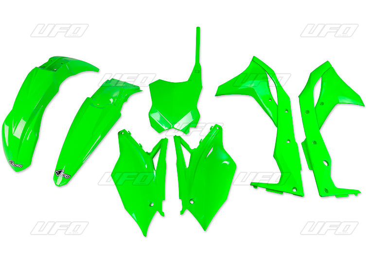 Kit plástica UFO verde fluor Kawasaki KX250F UFO KAKIT224@AFLU