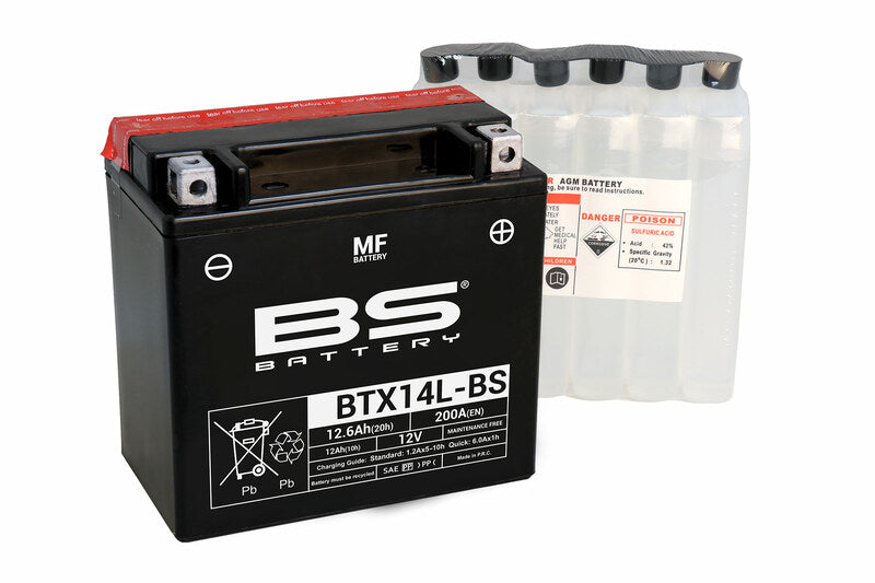 Batería BS BATTERY BTX14L-BS sin mantenimiento con pack de electrolito BS BATTERY 300605