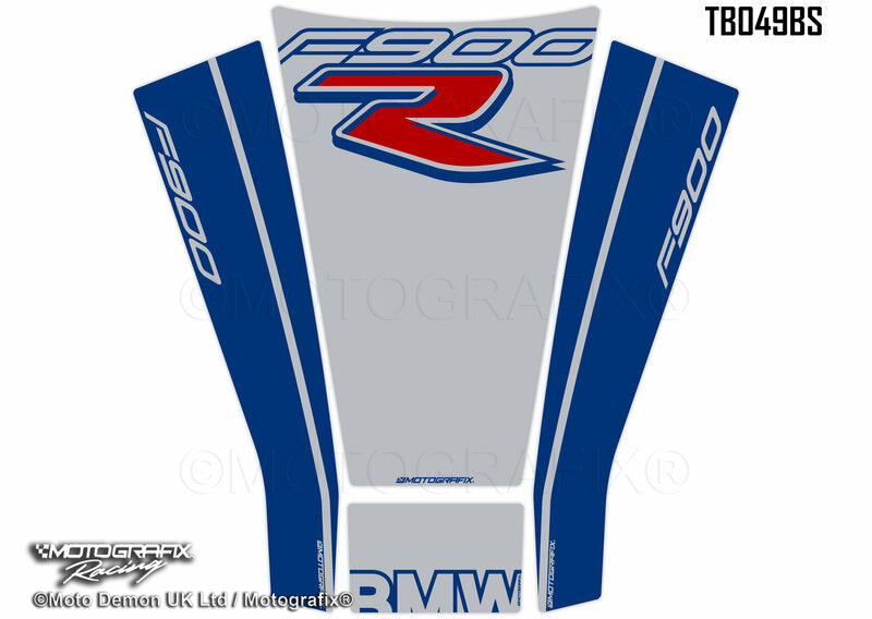 Set de 4 protectores de depósito MOTOGRAFIX color azul/blanco BMW F900R MOTOGRAFIX TB049BS