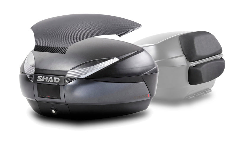 Baúl SHAD SH48 Gris Tapa CARBONO + DOBLE Respaldo SHAD D0B48306R