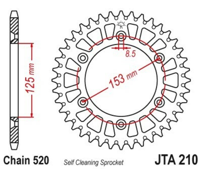 Corona JT Aluminio negro JT 210 con 40 dientes JT SPROCKETS JTA210.40BLK