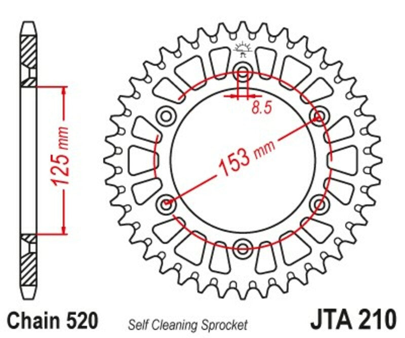 Corona JT Aluminio negro JT 210 con 49 dientes JT SPROCKETS JTA210.49BLK