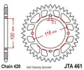 Corona JT Aluminio negro JT 461 con 51 dientes JT SPROCKETS JTA461.51BLK