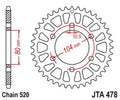 Corona JT Aluminio negro JT 478 con 43 dientes JT SPROCKETS JTA478.43BLK