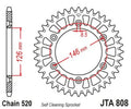 Corona JT Aluminio negro JT 808 con 49 dientes JT SPROCKETS JTA808.49BLK