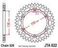 Corona JT Aluminio negro JT 822 con 48 dientes JT SPROCKETS JTA822.48BLK