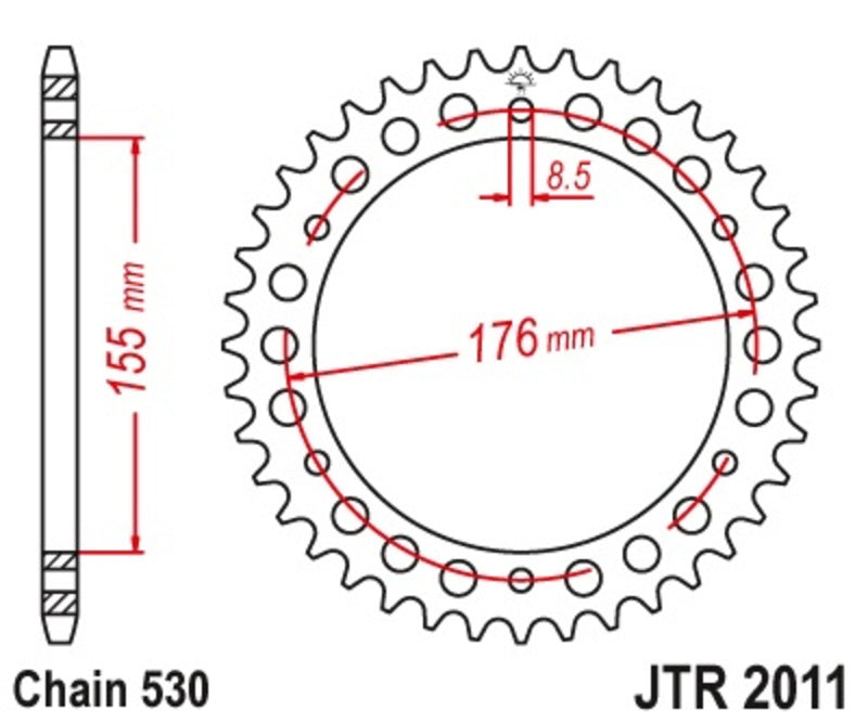 Corona JT 2011 de acero con 44 dientes autolimpiable JT SPROCKETS JTR2011.44