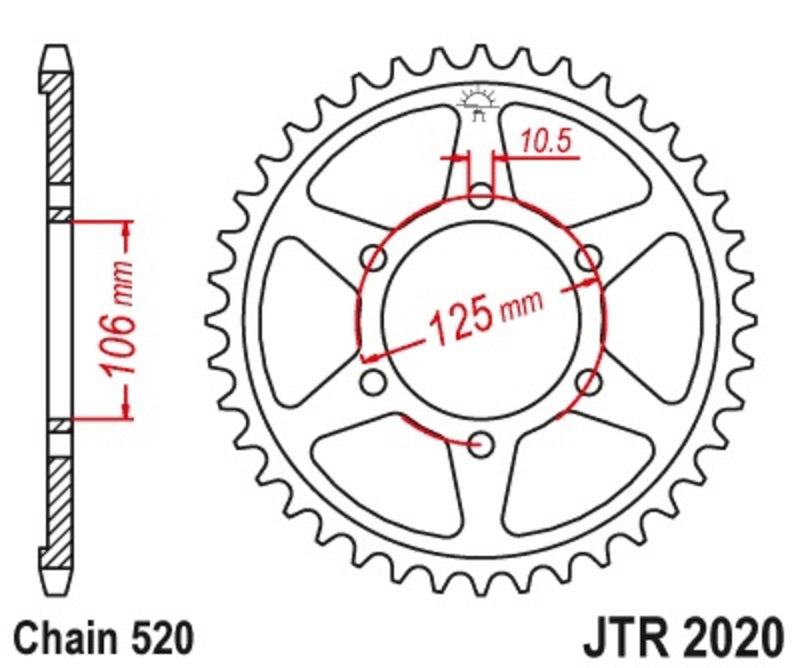 Corona JT 2020 de acero con 41 dientes paso 520 autolimpiable JT SPROCKETS JTR2020.41