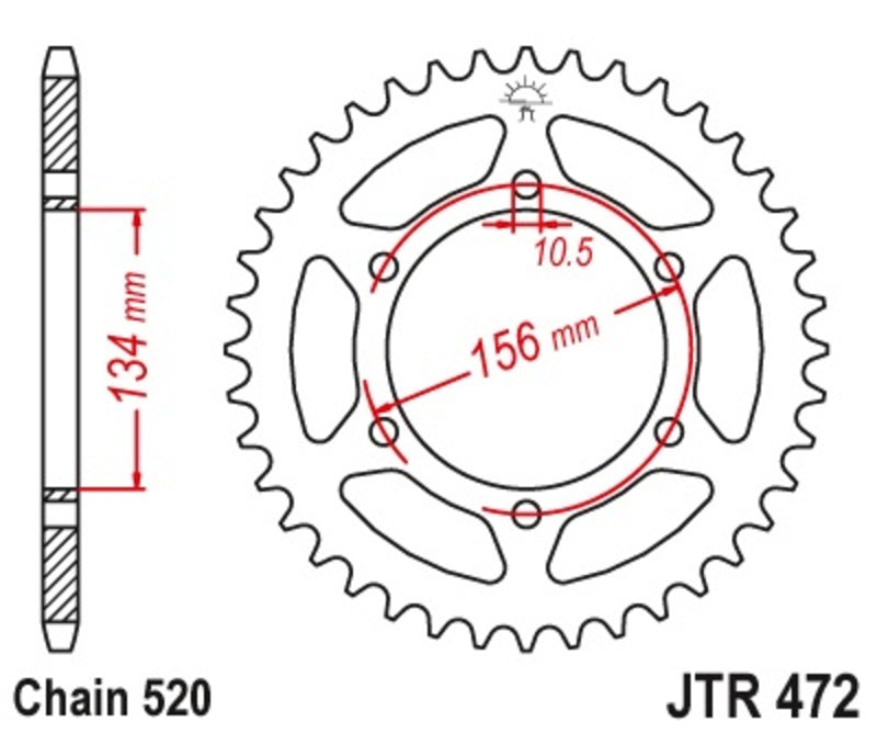 Corona JT 472 de acero con 48 dientes JT SPROCKETS JTR472.48
