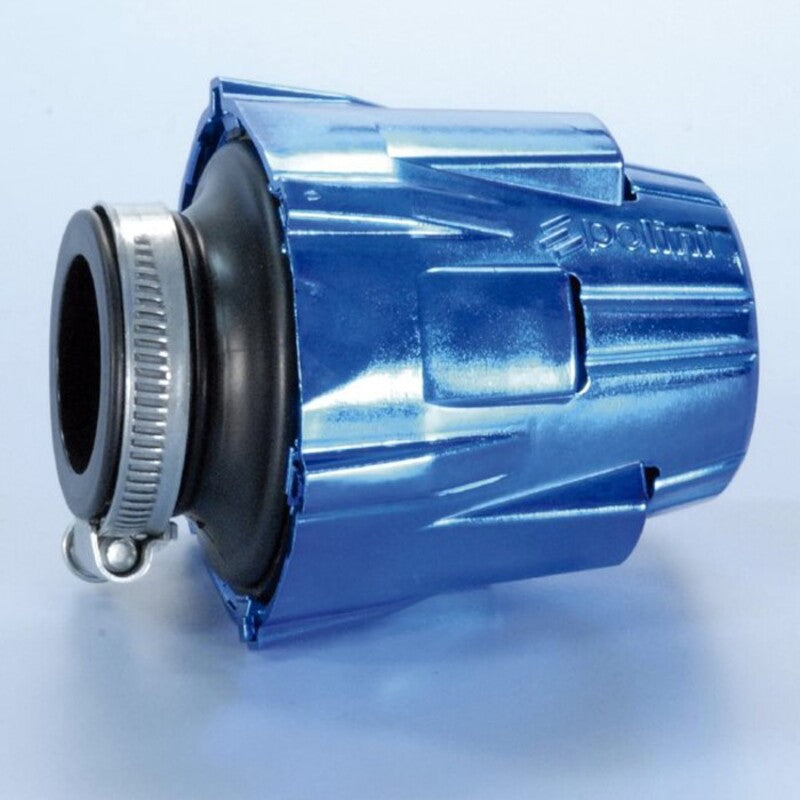 Filtro de potencia (air box) Polini, cromado, azul, recto, Ø46 (203.0112) POLINI 203,0112