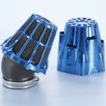 Filtro de potencia (air box) Polini, cromado, azul, Ø42, curva 30' (203.0115) POLINI 203,0115