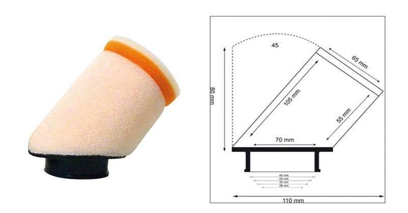 Filtro de aire Twin Air cilíndrico 45° manguito Ø28mm - 158977 TWIN AIR 158977