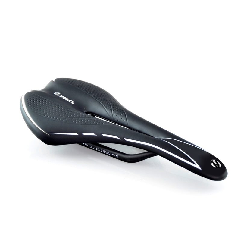 Sillín bicicleta Racing VELO Miles I0 VL1220 prostático. Railes carbono. Masculino. Negro/Blanco VELO VL1220-BLACK-CARBON