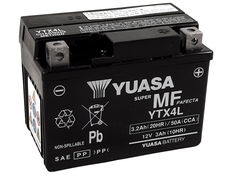Batería YUASA W/C activada de fábrica sin mantenimiento -  YTX4L (FA) YUASA YTX4L