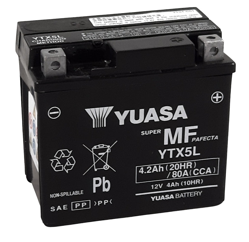 Batería YUASA W/C activada de fábrica sin mantenimiento -  YTX5L (FA) YUASA YTX5L