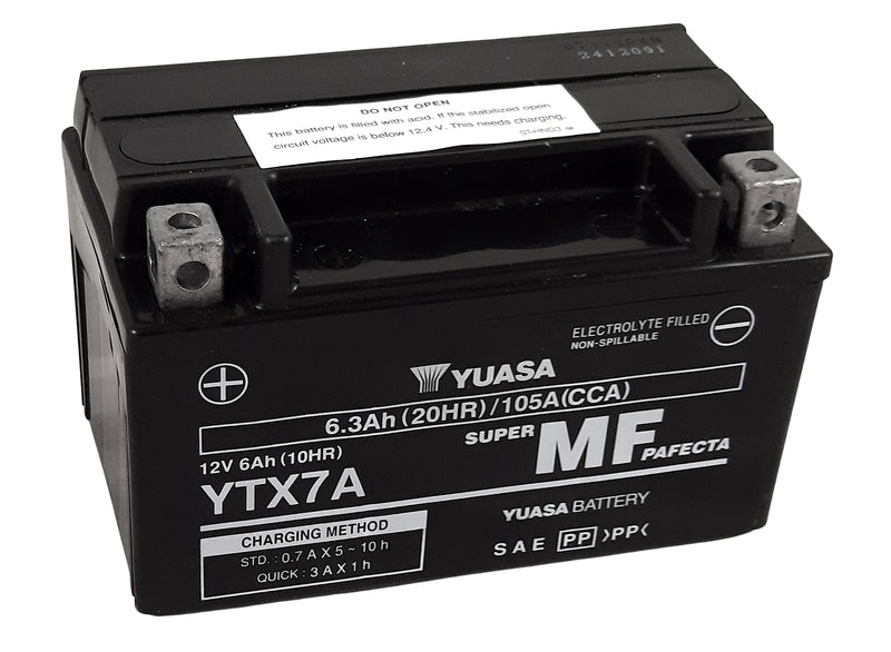 Batería YUASA W/C activada de fábrica sin mantenimiento -  YTX7A (FA) YUASA YTX7A