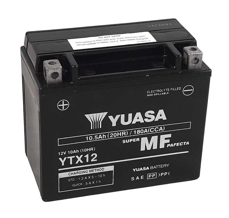 Batería YUASA W/C activada de fábrica sin mantenimiento -  YT12B (FA) YUASA YT12B