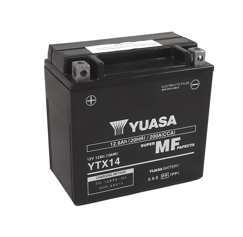 Batería YUASA W/C activada de fábrica sin mantenimiento -  YTX14 (FA) YUASA YTX14