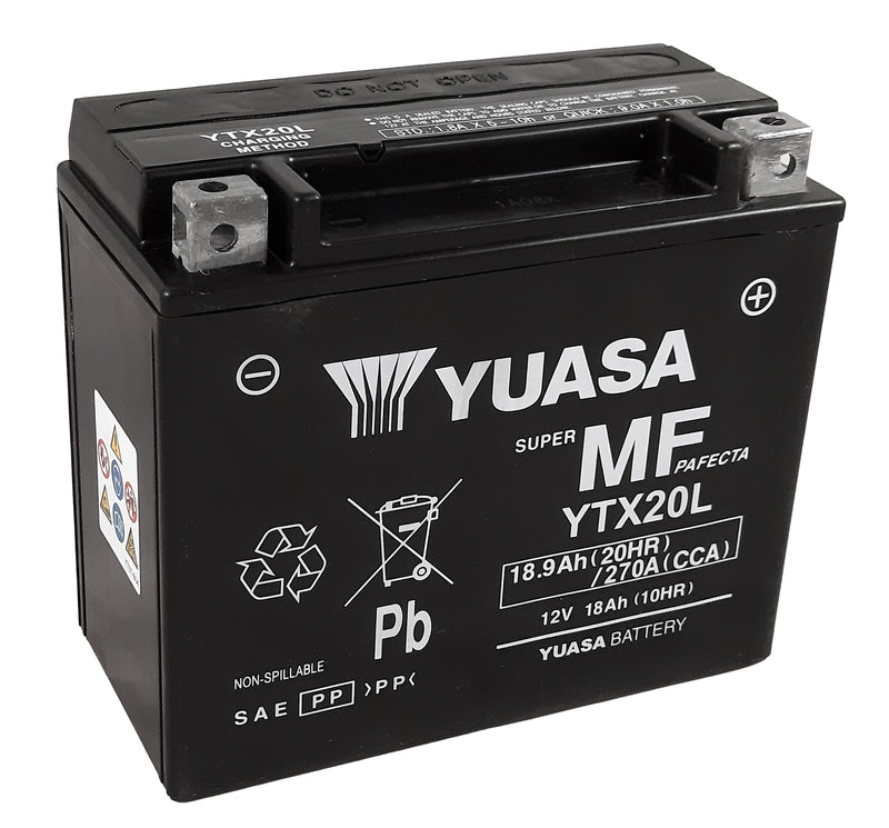 Batería YUASA W/C activada de fábrica sin mantenimiento -  YTX20L (FA) YUASA YTX20L
